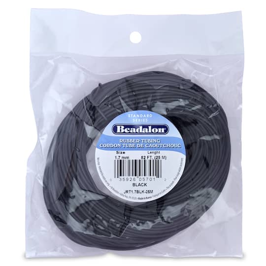 Beadalon&#xAE; 1.7mm Black Rubber Tubing, 25m